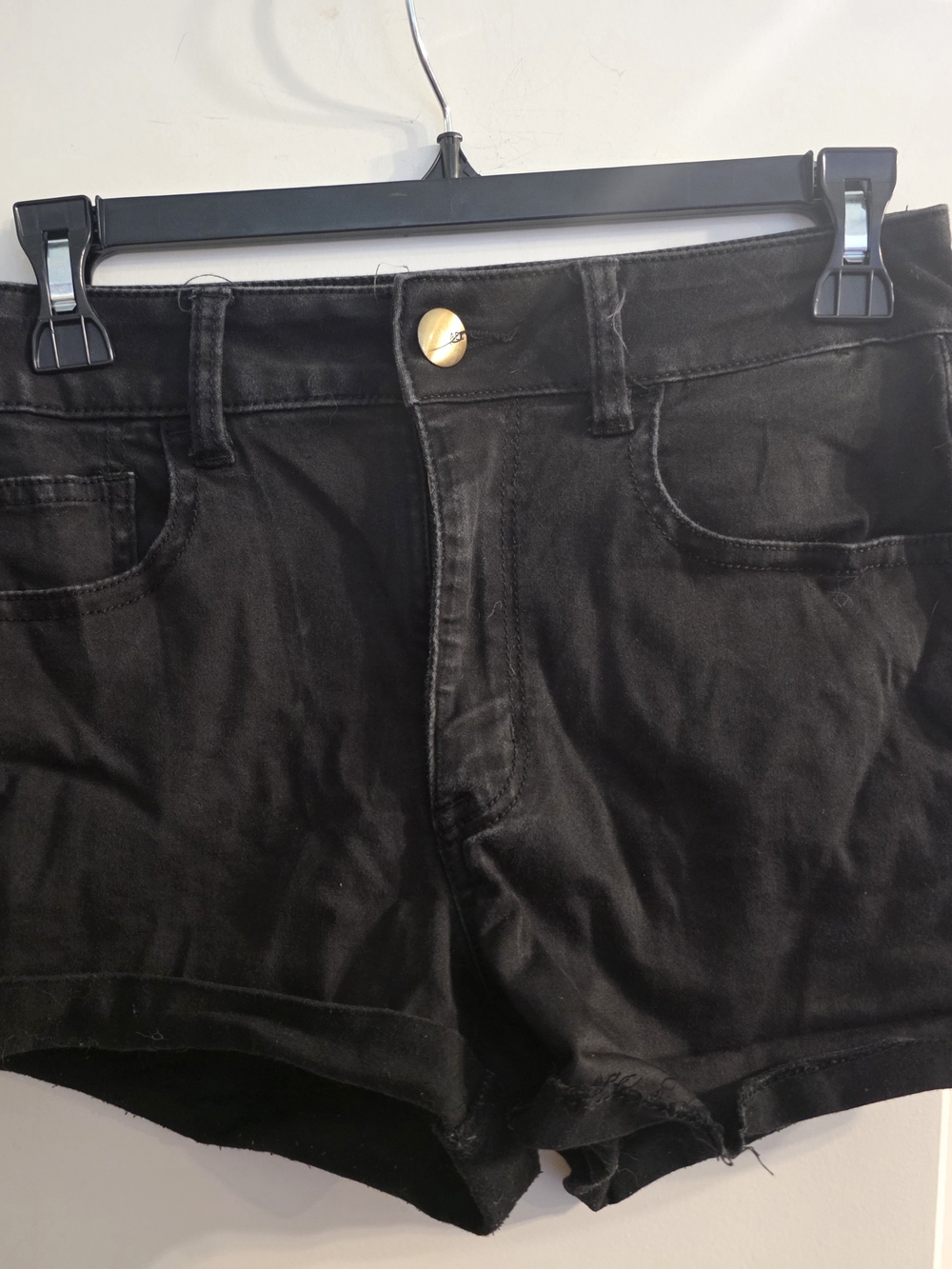 American Eagle Women's Black Denim High-Rise Shortie Shorts